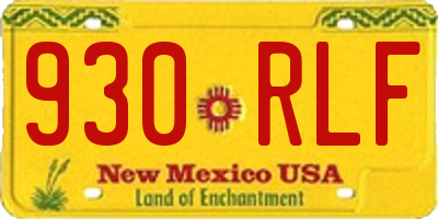 NM license plate 930RLF