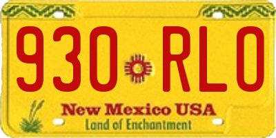 NM license plate 930RLO