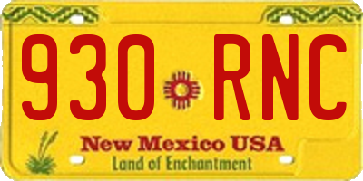 NM license plate 930RNC