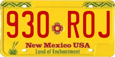 NM license plate 930ROJ