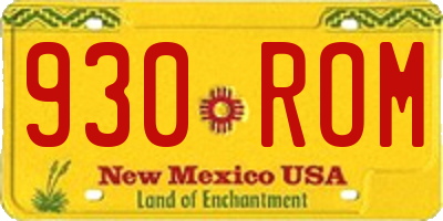 NM license plate 930ROM
