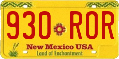 NM license plate 930ROR
