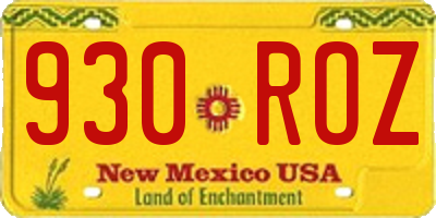 NM license plate 930ROZ