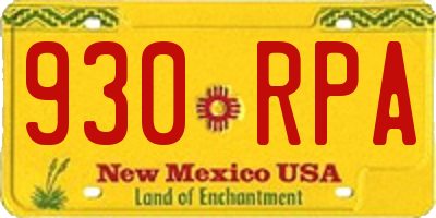 NM license plate 930RPA
