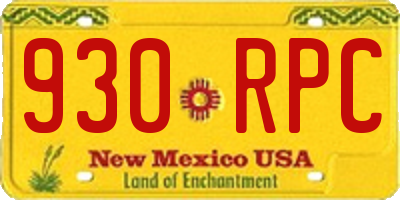 NM license plate 930RPC
