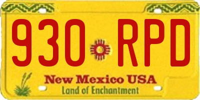 NM license plate 930RPD