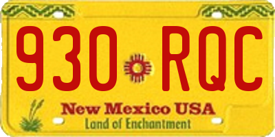 NM license plate 930RQC