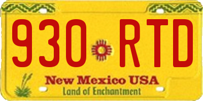 NM license plate 930RTD