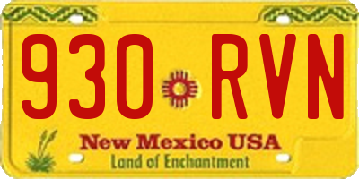 NM license plate 930RVN