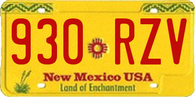 NM license plate 930RZV