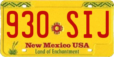 NM license plate 930SIJ