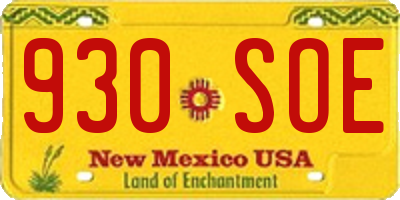 NM license plate 930SOE