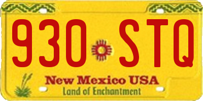 NM license plate 930STQ