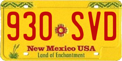 NM license plate 930SVD