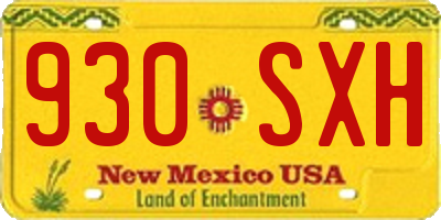 NM license plate 930SXH