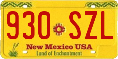 NM license plate 930SZL