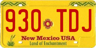 NM license plate 930TDJ