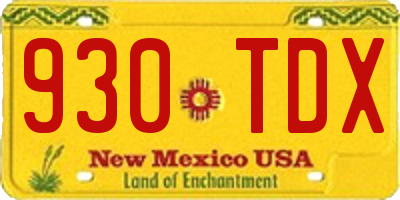 NM license plate 930TDX