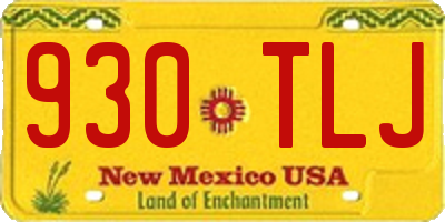 NM license plate 930TLJ