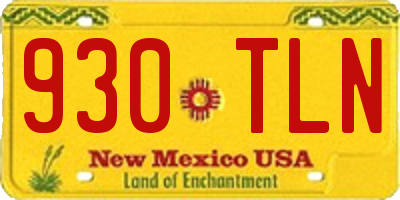 NM license plate 930TLN