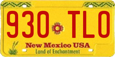 NM license plate 930TLO