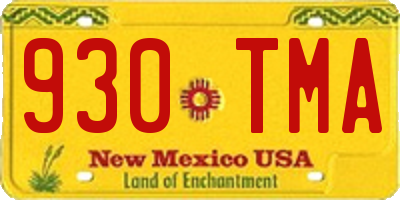 NM license plate 930TMA