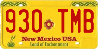NM license plate 930TMB