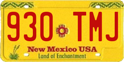 NM license plate 930TMJ
