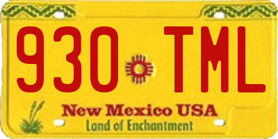 NM license plate 930TML