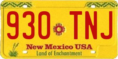 NM license plate 930TNJ