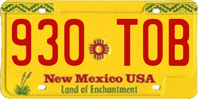 NM license plate 930TOB