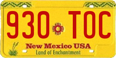 NM license plate 930TOC