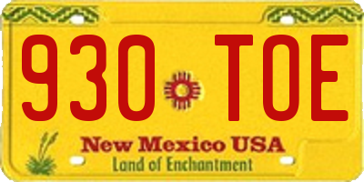 NM license plate 930TOE