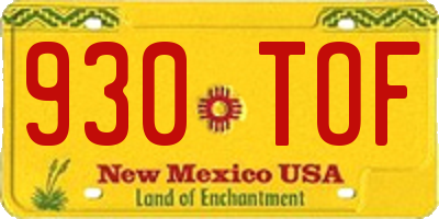 NM license plate 930TOF