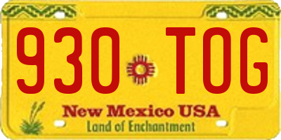 NM license plate 930TOG
