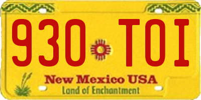 NM license plate 930TOI