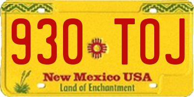 NM license plate 930TOJ