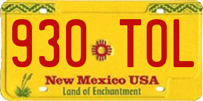NM license plate 930TOL