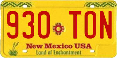 NM license plate 930TON