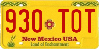 NM license plate 930TOT