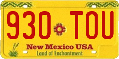 NM license plate 930TOU