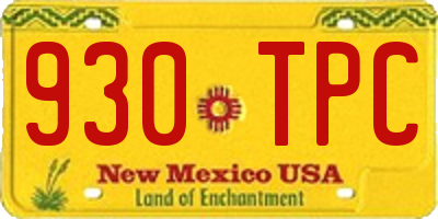 NM license plate 930TPC