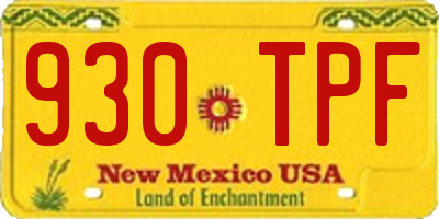 NM license plate 930TPF