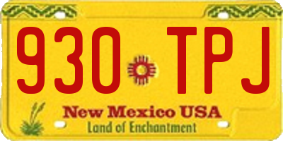 NM license plate 930TPJ