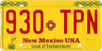 NM license plate 930TPN
