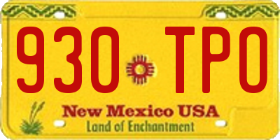 NM license plate 930TPO