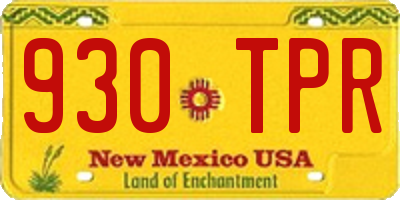 NM license plate 930TPR