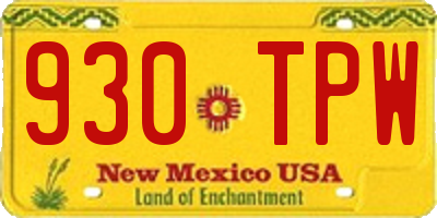 NM license plate 930TPW