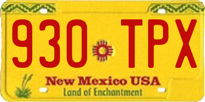 NM license plate 930TPX