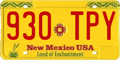 NM license plate 930TPY